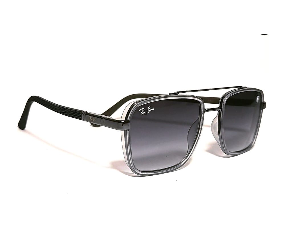 Lentes de sol Cuadrado doble puente: cuadrado de metal con mica gris degradé