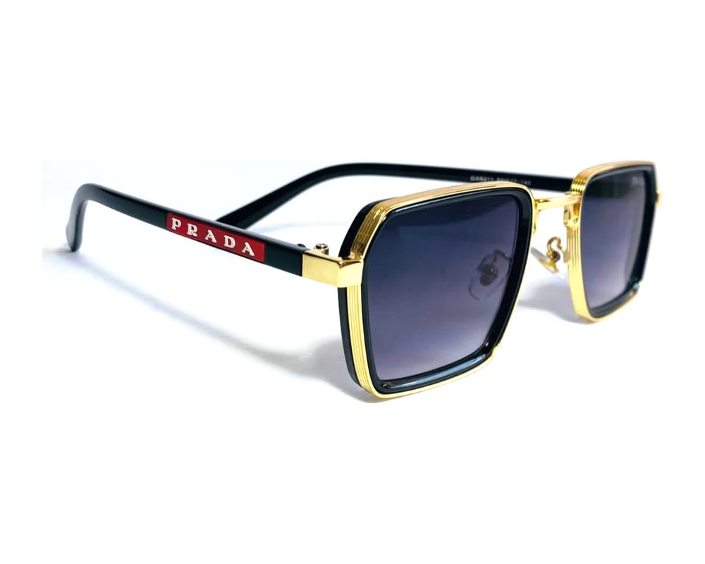 Lentes de sol Cuadrado dorado: cuadrado de metal con mica gris degradé