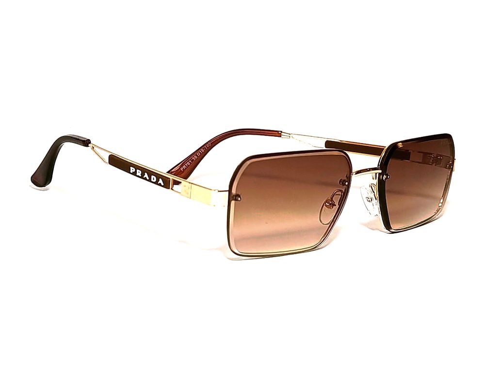 Lentes de sol Cuadrado rosa dorado: cuadrado de metal con mica rosa degradé