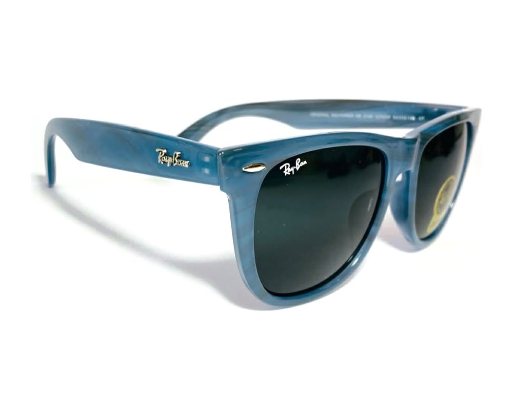 Lentes de sol Wayfarer azul jean: wayfarer de acetato con mica verde