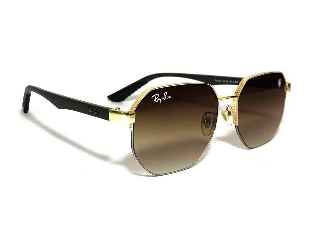 Lentes de sol Hexagonal dorado: hexagonal de metal con mica marrón degradé
