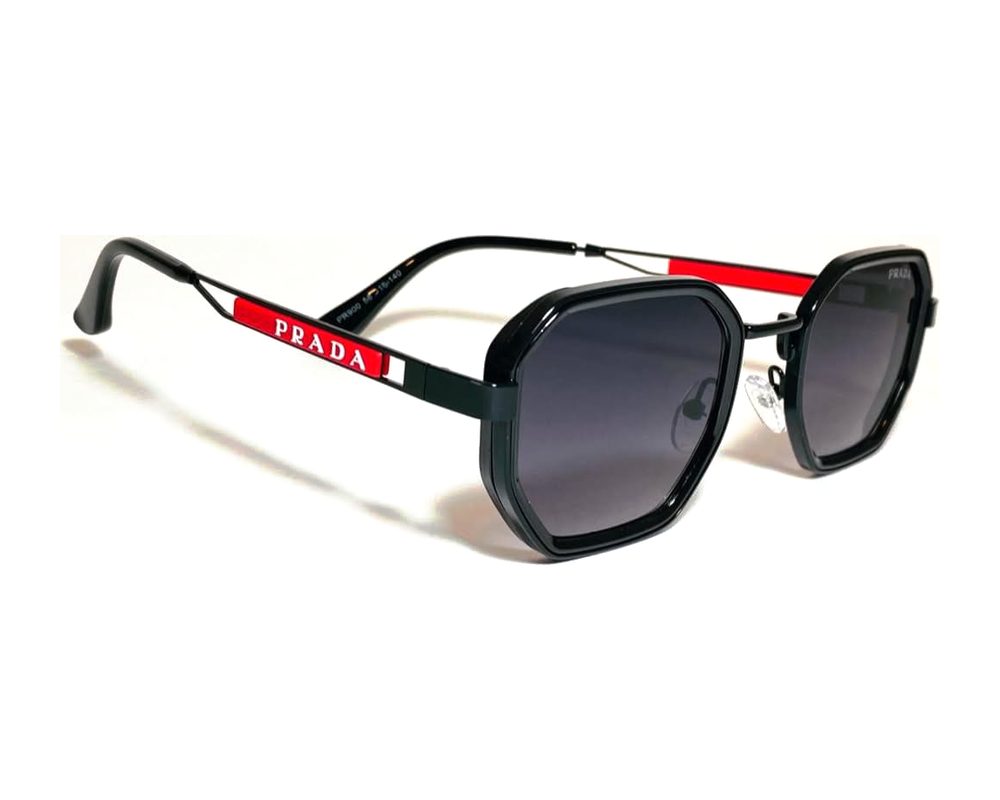 Lentes de sol Hexagonal negro: hexagonal de metal con mica gris degradé