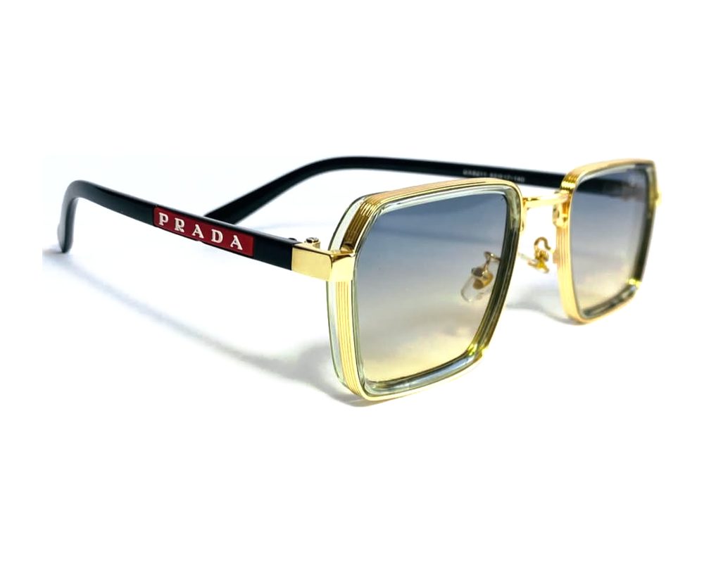 Lentes de sol Cuadrado azul dorado: cuadrado de metal con mica azul degradé