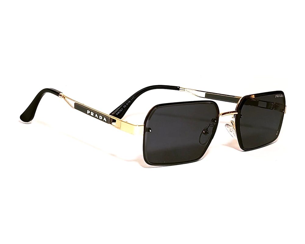 Lentes de sol Cuadrado dorado negro: cuadrado de metal con mica negro